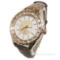 Designer Watch with Crystal Bezel Quartz Movement